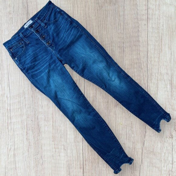 MADEWELL Button Fly 10" High Riser Skinny Skinny Stretch Denim Ankle Jeans 27 - Picture 1 of 6